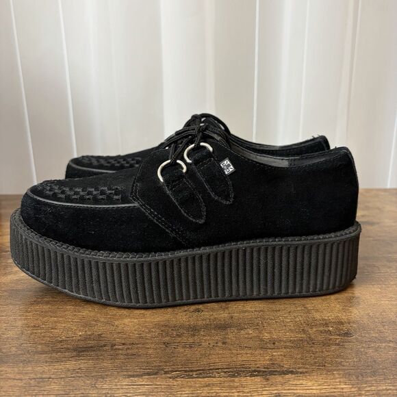 TUK Viva Mondo Creeper Black Suede Platform Shoes Unisex M 8 W 10 Grunge Gothic